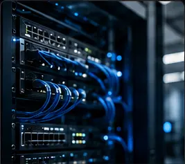 Szafa teleinformatyczna z okablowaniem sieciowym